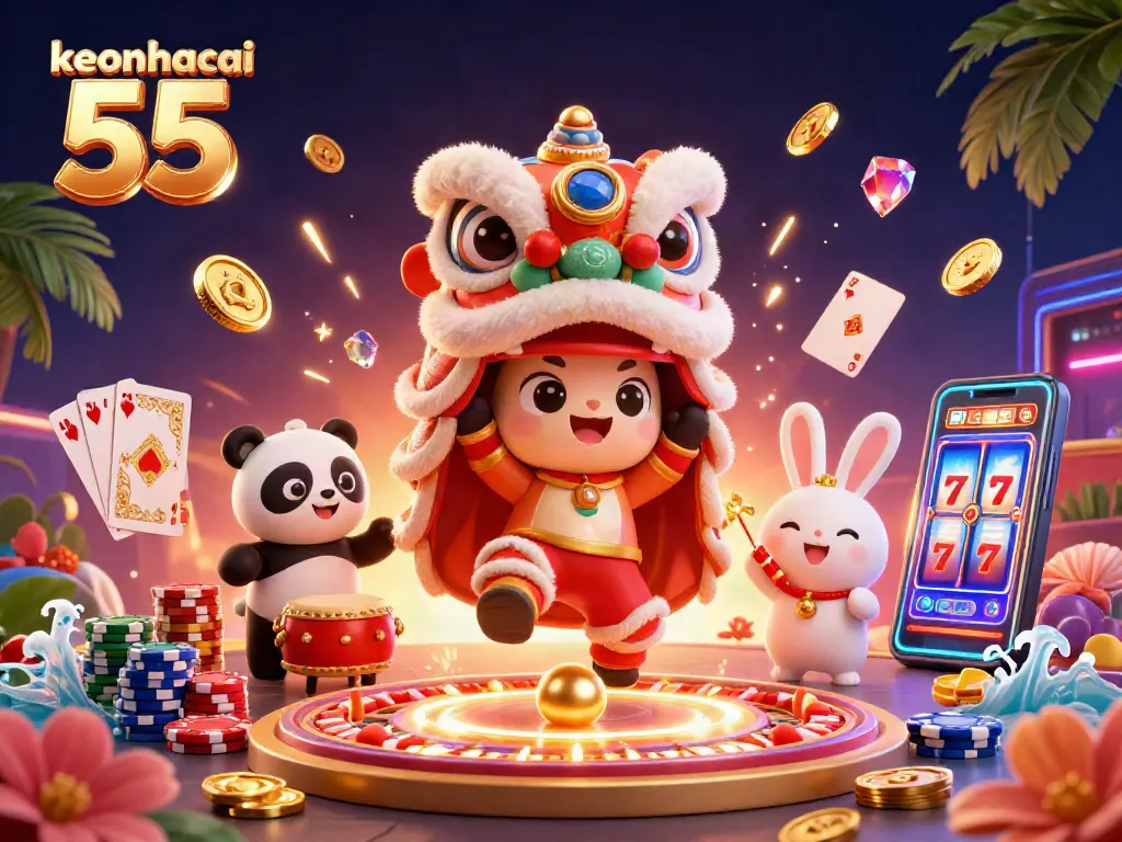 Experience innovative gaming strategies with keonhacai 55's vibrant casino scene illustration.