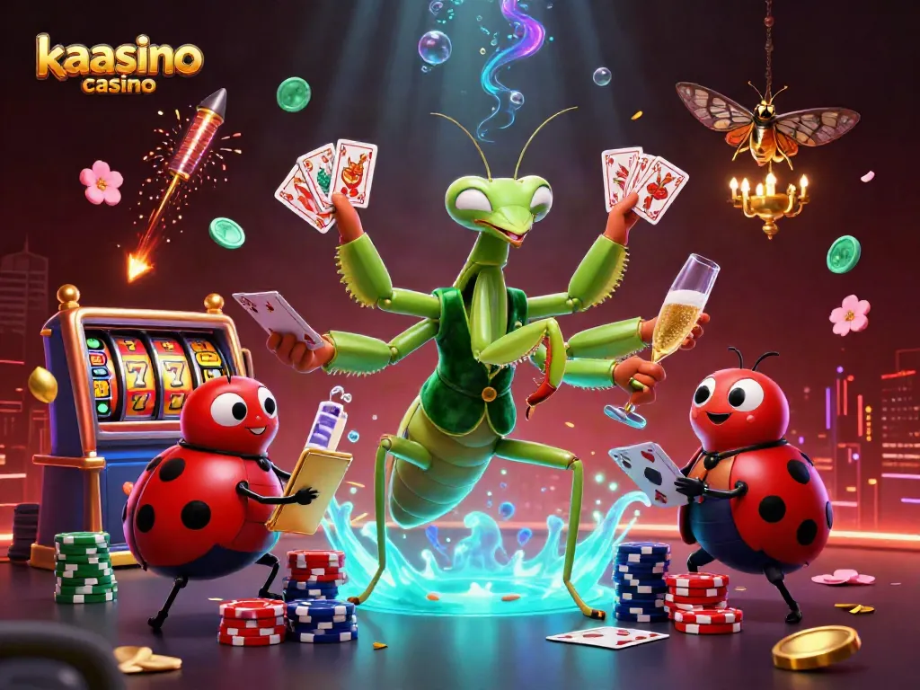 Kaasino casino offers an exciting gaming scene with vibrant characters and dynamic slot elements.