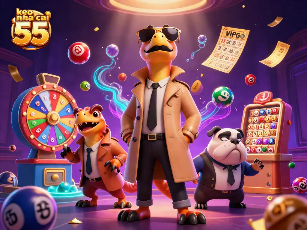 Wager and win with keo nha cai 55 in this vibrant 3D casino illustration.