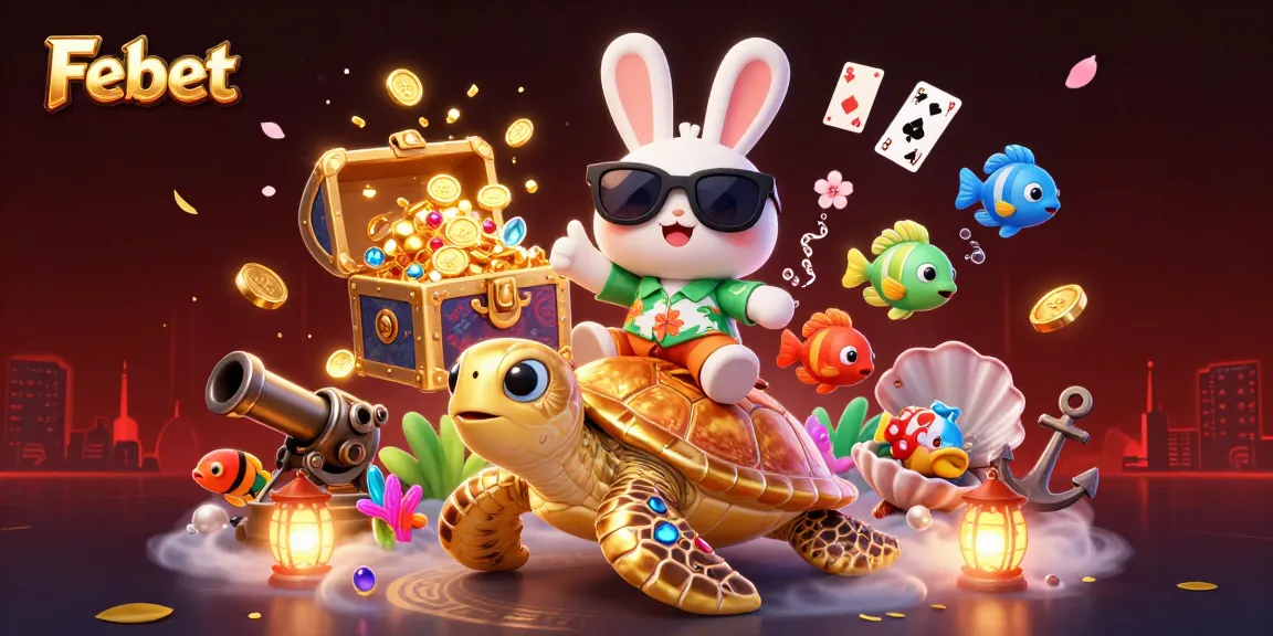 Join the excitement at Febet, where the charming lucky rabbit and golden turtle celebrate gaming wins!