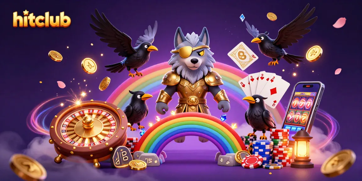 Hitclub players engage with vibrant casino-themed 3D environment featuring Odin and ravens.