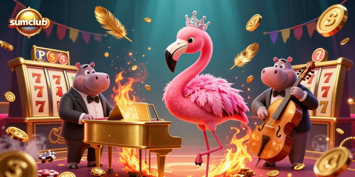Experience the excitement of winning at sumclub with our vibrant casino character scene highlighting dynamic slot games.