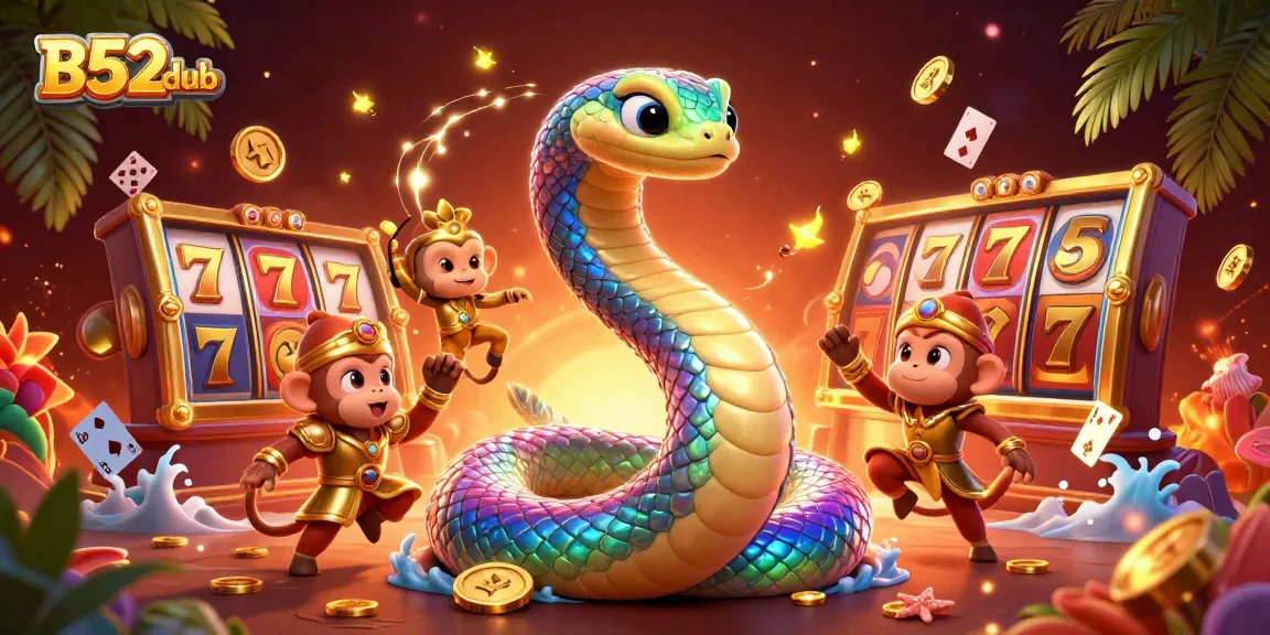 Engage with the vibrant world of B52club, featuring dazzling slots and a playful monkey king.