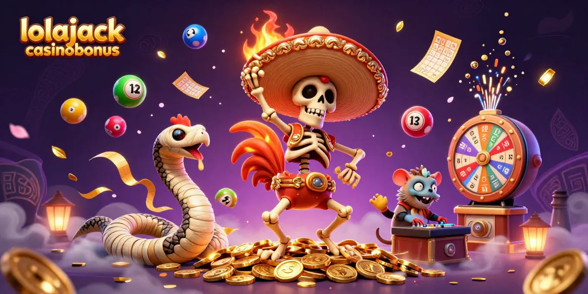 Experience the excitement of lolajack casinobonus with vibrant casino characters dancing among colorful lottery elements.