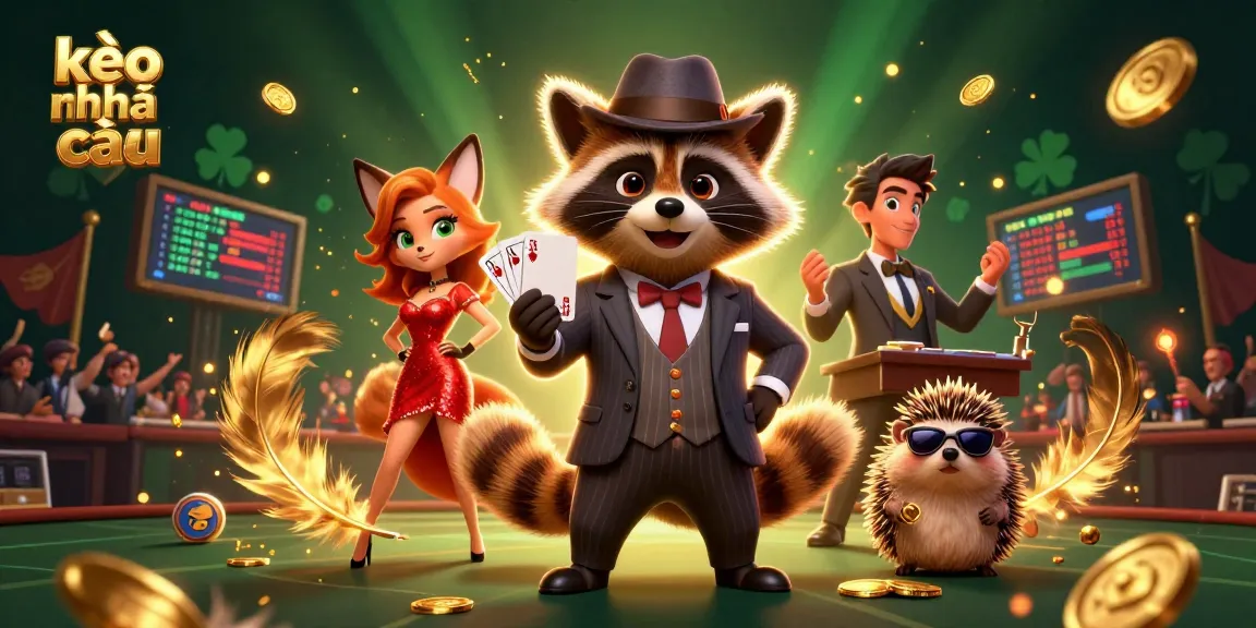 Bet on kèo nhà cái with a suave raccoon and friends in an action-packed casino scene.