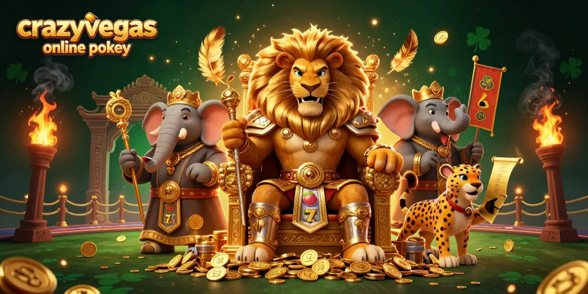 Experience the thrill of crazyvegas online pokies with a lively 3D casino scene featuring iconic characters.